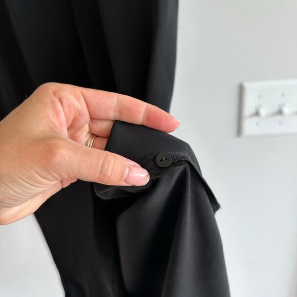 Eileen Fisher Silk Georgette Button Up Shirt Midi Dress Black M - Picture 9 of 9